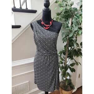 Banana Republic Womens Polyester One Shoulder Off Sleeveless Knee Length Dress 8